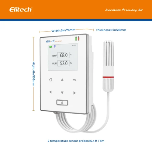 Elitech RCW 800 WIFI Temperature and Humidity Data Logger,Wireless Remote Temperature Recorder for Refrigerator Dimensions CMC