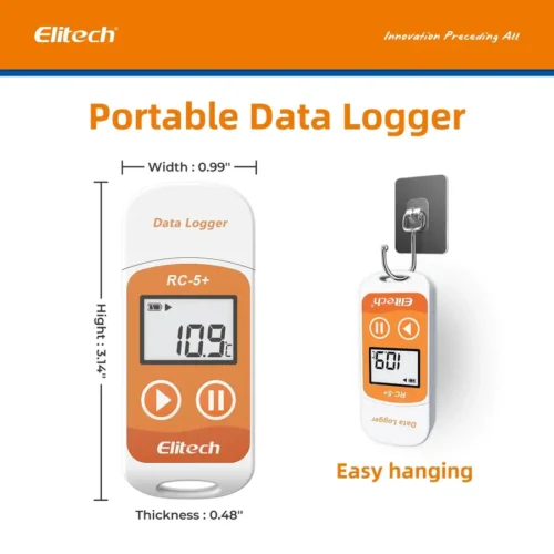 Elitech RC 5+ Reusable USB Temperature Data Logger Dimensions