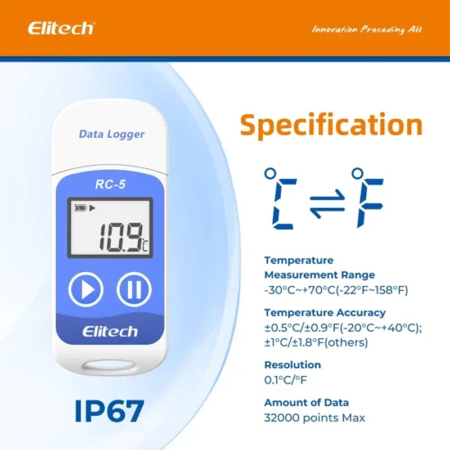 Elitech RC 5 Temperature Data Logger Specifications