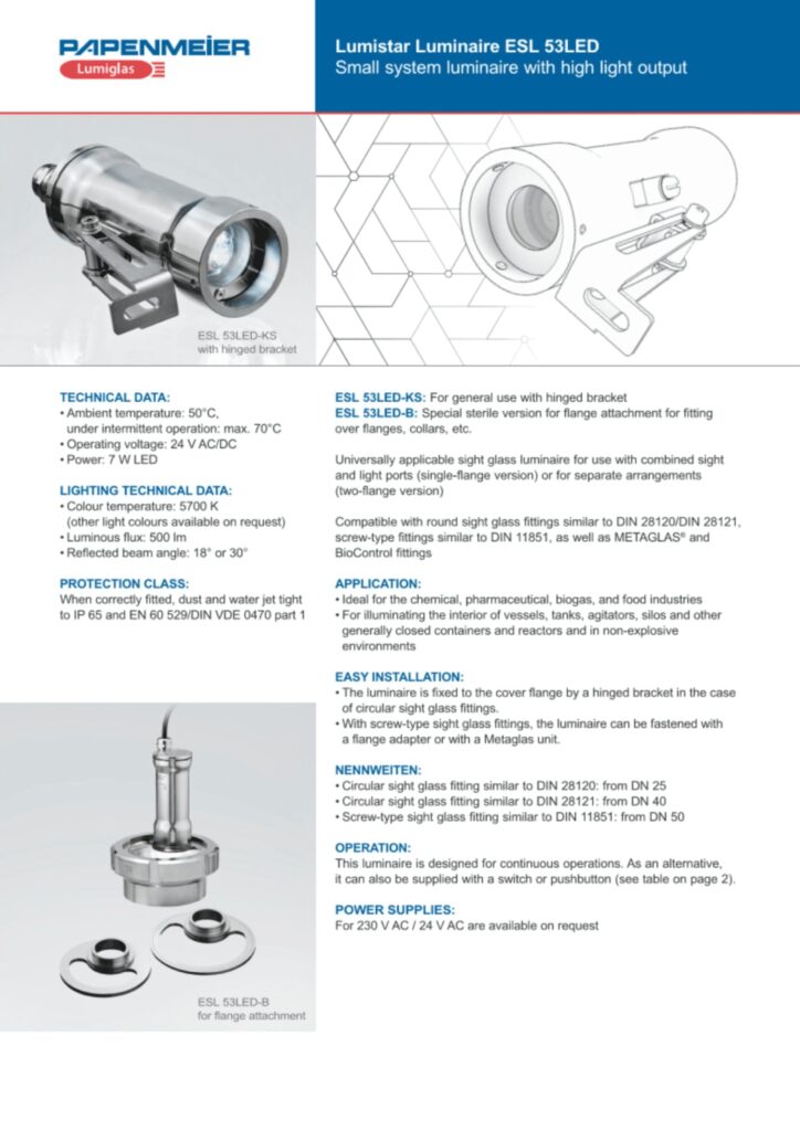 Papenmeier lumiglas esl 53led datasheet cover image cmc